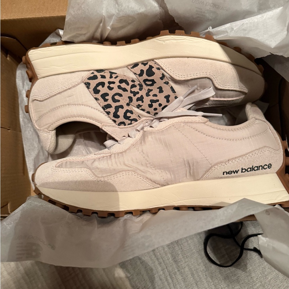 New Balance Cream and Brown Retro Sneakers